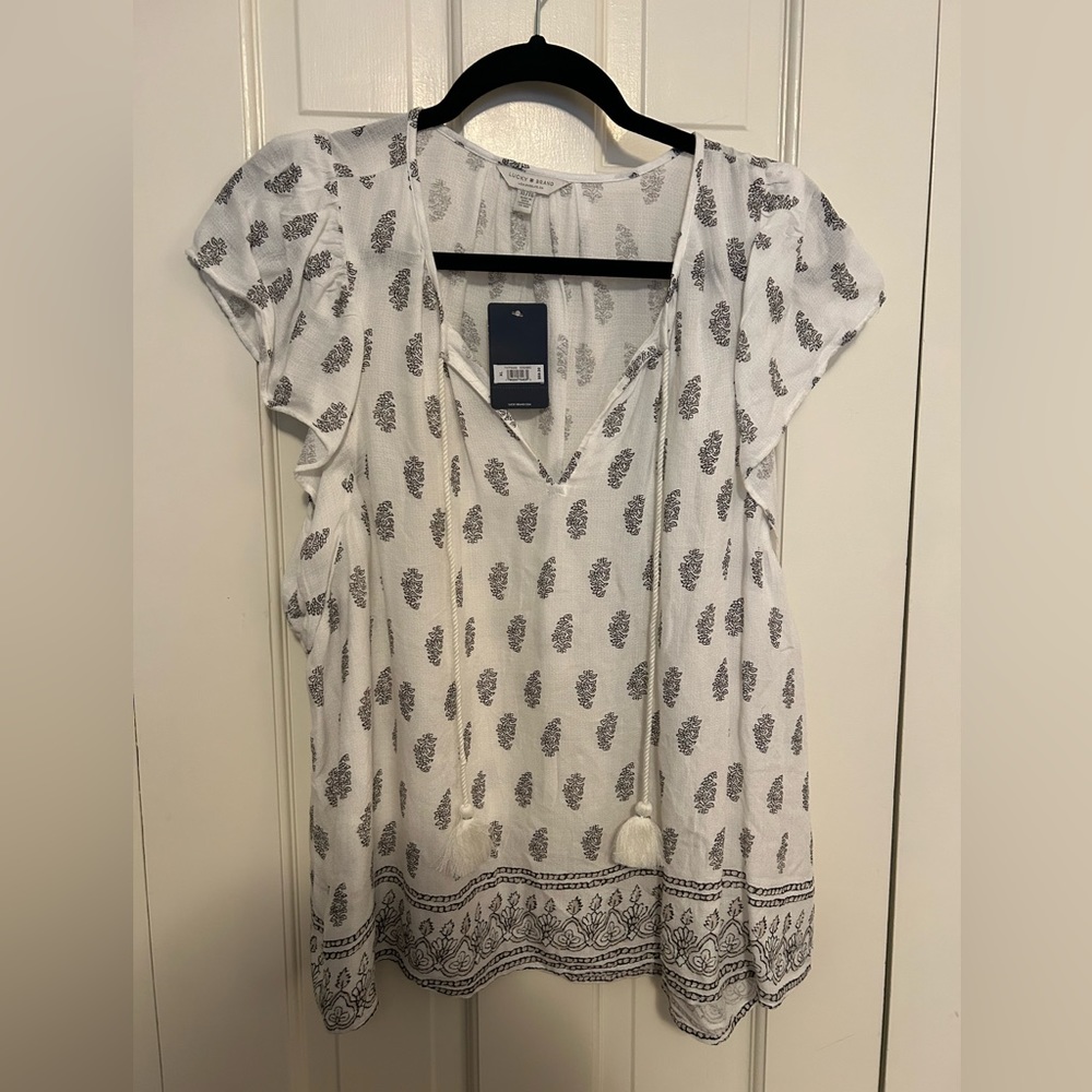 Lucky Brand flowy tassel top